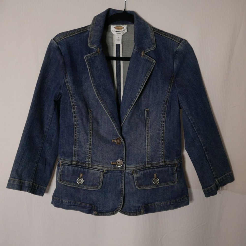 Talbots Petites Blue Denim Blazer Jacket Size 6
